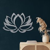 Wanddecoratie |Lotus decor | Metal - Wall Art | Muurdecoratie | Woonkamer |Zilver| 117x76cm