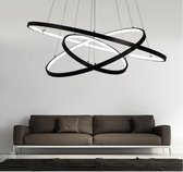 Manzibo Moderne Hanglamp - 40,60,80 CM - Met 3 ringen - Plafondlamp - Kroonluchter - Voor Keuken of Huiskamer - Moderne look - Zwart - LED verlichting