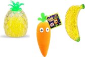 Fruit stressballen - Banaan Aubergine Wortel - Fidget Toys - Voor de hand - Kinderen