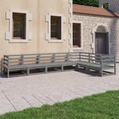 7-delige Loungeset massief grenenhout grijs