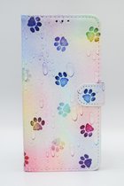 P.C.K. Hoesje/Boekhoesje/Bookcase voetsporen print geschikt voor Samsung Galaxy S21 PLUS MET Glasfolie