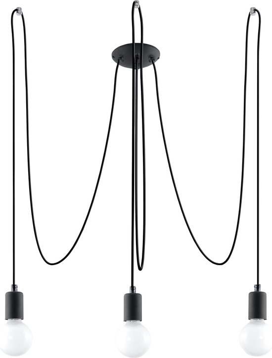 Sollux - Hanglamp Edison 3 lichts E27 zwart