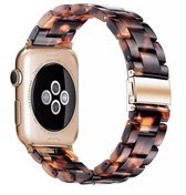 Elegante Luxe horlogeband - Bruin Kleurig -Lichtgewicht Resin Watchband- Hars band voor uw Iwatch- Geschikt voor Apple Watch Series - Maat 42mm 44mm - Met Horlogeband Inkorter