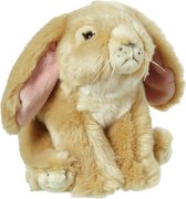 Pluche hangoor konijn beige knuffel van 18 cm - Dieren speelgoed knuffels cadeau - Konijnen Knuffeldieren/beesten