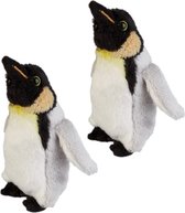 2x stuks pluche koningspinguin knuffel van 15 cm - pinguin knuffelbeesten