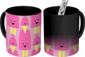 Magische Mok - Foto op Warmte Mokken - Koffiemok - Patronen - Kawaii - Roze - Magic Mok - Beker - 350 ML - Theemok