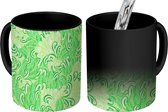 Magische Mok - Foto op Warmte Mokken - Patronen - Abstract - Bladeren - Groen - Magic Mok - Beker - 350 ML - Uitdeelcadeautjes