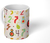 Mok - Koffiemok - Nummer - Bloem - Cijfers - Patronen - Mokken - 350 ML - Beker - Koffiemokken - Theemok