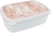 Broodtrommel Wit - Lunchbox - Brooddoos - Marmer - Patroon - Luxe - 18x12x6 cm - Volwassenen
