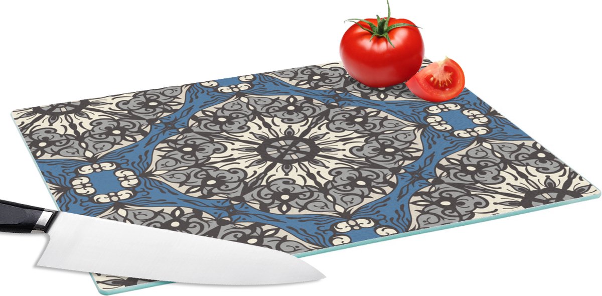 Glazen Snijplank - 39x28 - Mandala - Patronen - Vintage - Snijplanken Glas