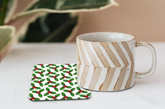 Sous-verres pour verres - Motifs - Noël - Gui - 10x10 cm - Sous-verres en verre - 6 pièces