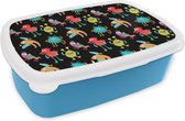 Broodtrommel Blauw - Lunchbox - Brooddoos - Design - Monster - Kinderen - Kleur - 18x12x6 cm - Kinderen - Jongen
