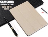 Samsung Galaxy Tab A 10.1 2019 SM-T510 / T515, étui pour tablette avec stylet, étui pour tablette avec support rotatif, étui avec support magnétique, étui à rabat en cuir pour tablette Smart Cover Goud - HiCHiCO