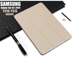 Samsung Galaxy Tab A 10.1 2019 SM-T510 / T515, Tablet Hoes met Stylus Pen, draaistand Cover Tablet hoesje, Magnetische Stand Case Leather Flip Cover Tablet Case smart Cover Goud – HiCHiCO