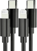 USB C naar Lightning kabel geschikt voor Apple iPhone (12, 13) & iPad - iPhone oplader kabel - Zwart - iPhone kabel - 2-PACK