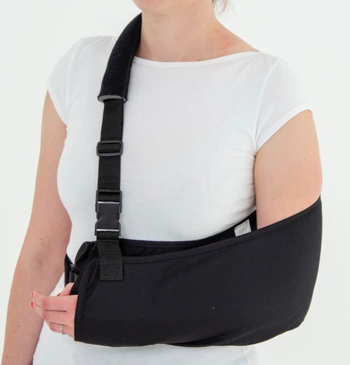 Reh4Mat Mitella - Arm Sling voor Schouder & Elleboog - Verstelbare band - Ademend materiaal - M - Zwart