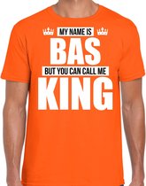 Naam cadeau My name is Bas - but you can call me King t-shirt oranje heren - Cadeau shirt o.a verjaardag/ Koningsdag L