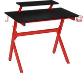 BlitzWolf BW-GD2 Gamingtafel, 95x50cm, gaming-bureau - grote pc-tafel - dubbellaags- gamer-computertafel met bekerhouder en hoofdtelefoonhaak -rood