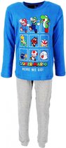Mario Bros pyjama - blauw met grijs - Super Mario Brothers pyjamaset - maat 116