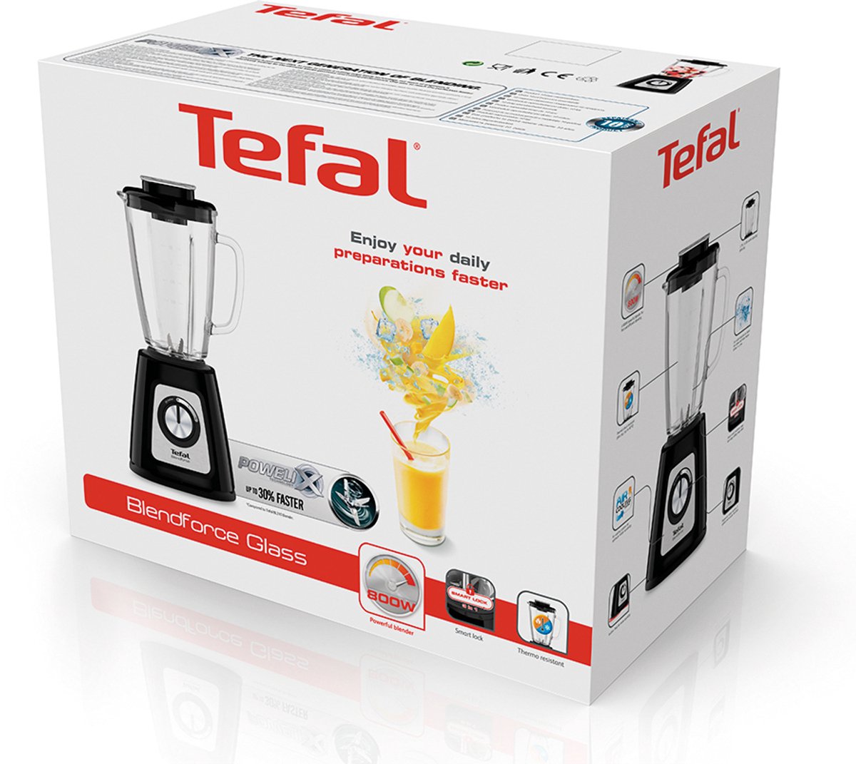 Tefal BlendForce II BL4358 - Blender - 1.25L - Smoothie Maker - Pulse Functie - Glazen Kan - 800W – foto 8