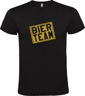 Zwart  T shirt met  print van "Bier team " print Goud size XS