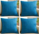 Kussenhoes - Kussenhoes Vierkantjes - Pillow cover - 45 x 45cm - Blauw - 4Stuks