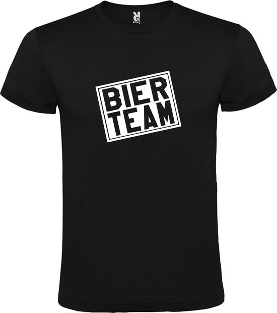 Foto: Zwart t shirt met print van bier team print wit size m