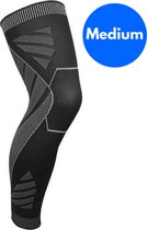 Compressie brace voor benen - Been Verband - Elastische Bandage - Band - Strap - Sleeve - Kousen - Warmers - Anti-Blessure - Sport ondersteuning - Zwart - Maat: Medium - 1 stuk