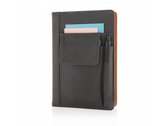 notitieboek met telefoonzakje A5 PU/papier zwart