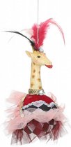 ornament giraffe 18 x 15 cm polyresin roze
