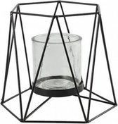 bloempot Hexagon 20 x 18 cm staal/nikkel zwart