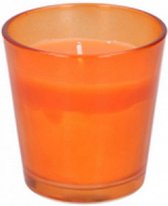 geurkaars in glas Citronella 8 cm glas/wax oranje