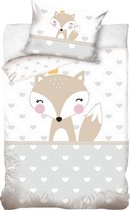 dekbedovertrek Fox  90 x 120 cm katoen wit/grijs