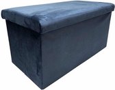 poef opvouwbaar 76 x 38 x 38 cm fluweel marineblauw