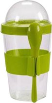 yoghurtbakje 400 ml transparant/groen 2-delig