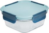 lunchbox Retro 300 ml 12,5 x 6 cm glas aqua/blauw