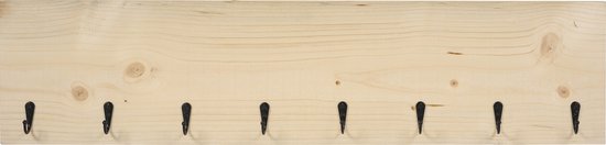 Mikki Joan - Kapstok Steigerhout Transparant 80cm, 8 haakjes zwart