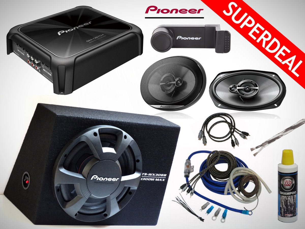 1300W Pioneer Subwoofer + Pioneer 4-ch Versterker + Ovale Speakers +  Kabelset + Extra's | bol.com