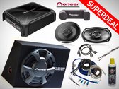 1300W Pioneer Subwoofer + Pioneer 4-ch Versterker + Ovale Speakers + Kabelset + Extra's