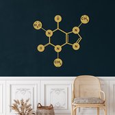 Wanddecoratie |Caffeine Molecule  decor | Metal - Wall Art | Muurdecoratie | Woonkamer |Gouden| 60x58cm