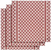 theedoek 65x70 cm katoen wit/rood 3 stuks