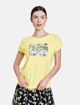 TAIFUN Dames T-shirt met laagjeseffect, EcoVero Sunflower gemustert-38