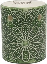kaarshouder Embossed Flowers 10 cm keramiek groen