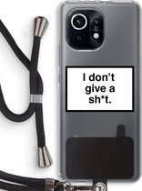 Case Company® - Xiaomi Mi 11 hoesje met Koord - Don't give a shit - Telefoonhoesje met Zwart Koord - Bescherming aan alle Kanten en Over de Schermrand