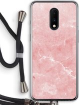 Case Company® - OnePlus 7 hoesje met Koord - Roze marmer - Telefoonhoesje met Zwart Koord - Bescherming aan alle Kanten en Over de Schermrand