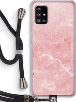 Case Company® - Samsung Galaxy A51 5G hoesje met Koord - Roze marmer - Telefoonhoesje met Zwart Koord - Bescherming aan alle Kanten en Over de Schermrand