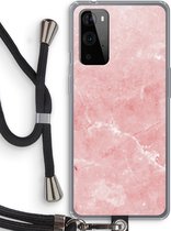 Case Company® - OnePlus 9 Pro hoesje met Koord - Roze marmer - Telefoonhoesje met Zwart Koord - Bescherming aan alle Kanten en Over de Schermrand