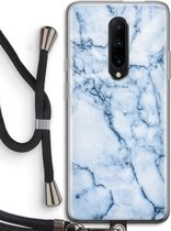 Case Company® - OnePlus 7 Pro hoesje met Koord - Blauw marmer - Telefoonhoesje met Zwart Koord - Bescherming aan alle Kanten en Over de Schermrand