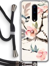 Case Company® - OnePlus 8 hoesje met Koord - Japanse bloemen - Telefoonhoesje met Zwart Koord - Bescherming aan alle Kanten en Over de Schermrand