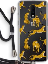 Case Company® - OnePlus 7 hoesje met Koord - Luipaard - Telefoonhoesje met Zwart Koord - Bescherming aan alle Kanten en Over de Schermrand